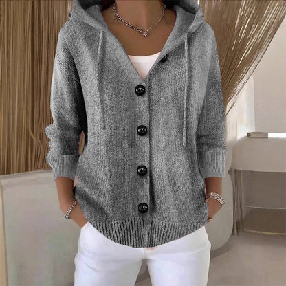 Cardigan de manga comprida para mulher em cor sólida