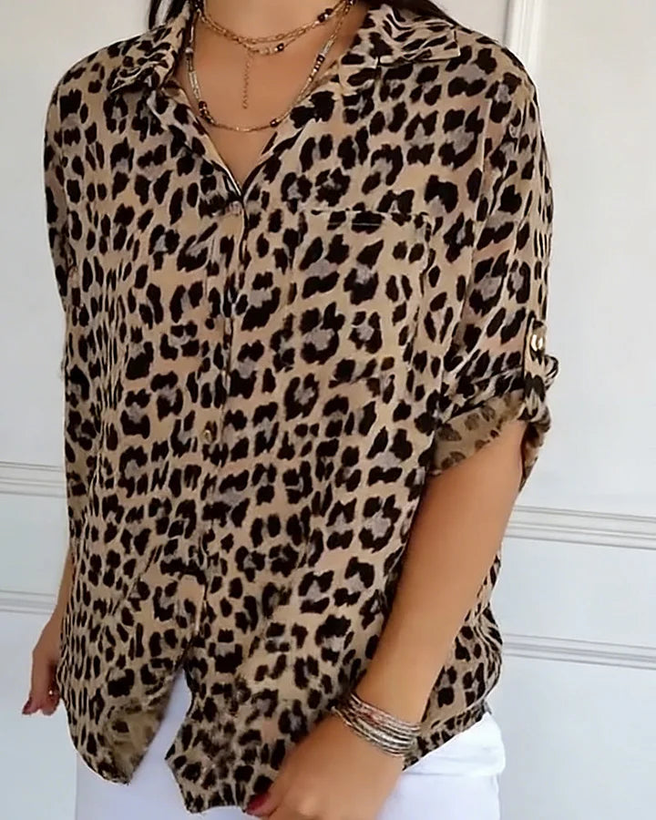 Blusas elegantes com estampa de leopardo