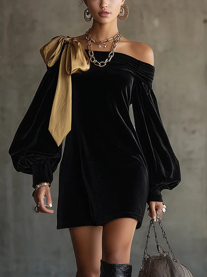 Vestido preto de veludo elegante
