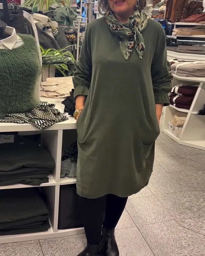 Vestido de mulher solto de mangas compridas em tamanho grande