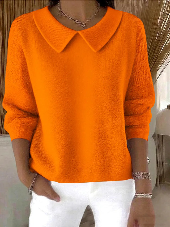Camisola feminina de algodão liso manga comprida confortável