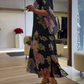 Vestido estampado em seda gelo estilo étnico