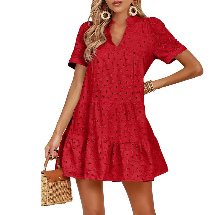 🌞 Vestido de algodão de verão com bordado laise 🌸