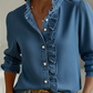 Camisa de ganga elegante com gola de renda