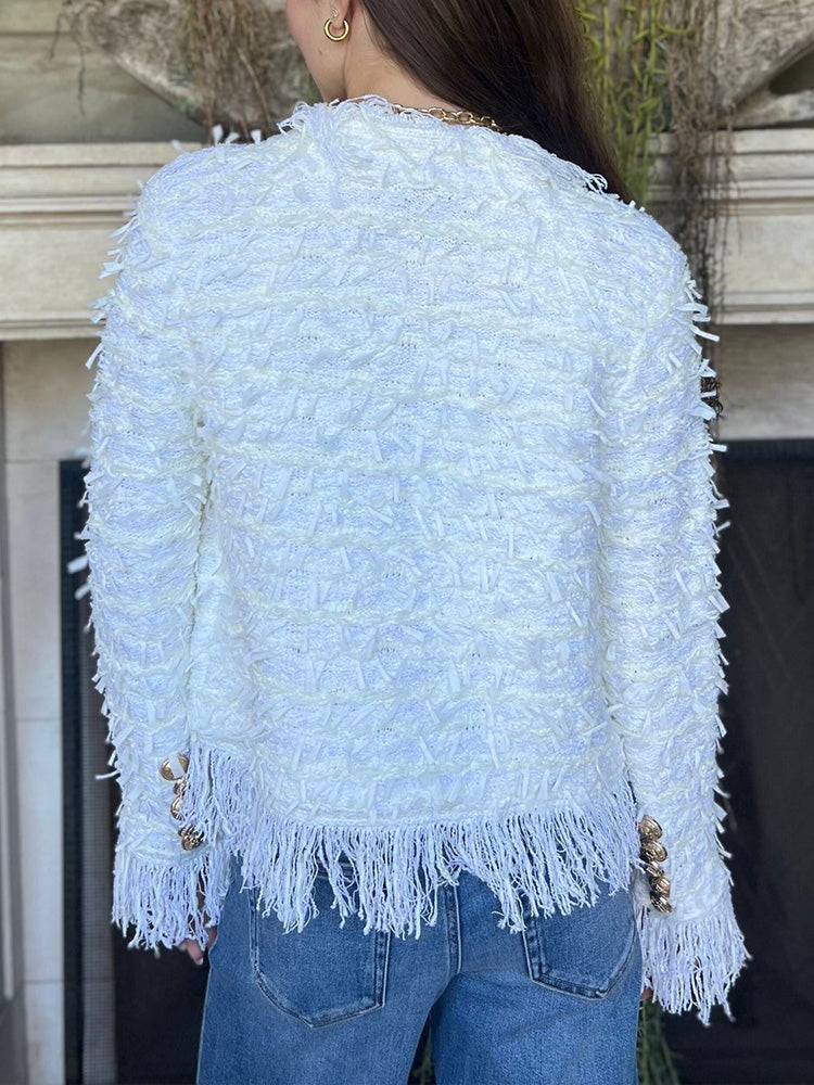 Casaco Cardigan Elegante com Borlas para Mulher
