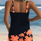 Tankini sem mangas estampado em forma de U