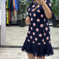 Vestido plissado para mulher com bolinhas