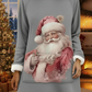 O casaco comprido e largo com capuz apresenta um estampado de Pai Natal