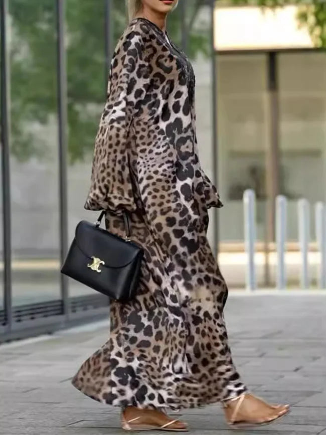 Saia comprida de renda leopardo