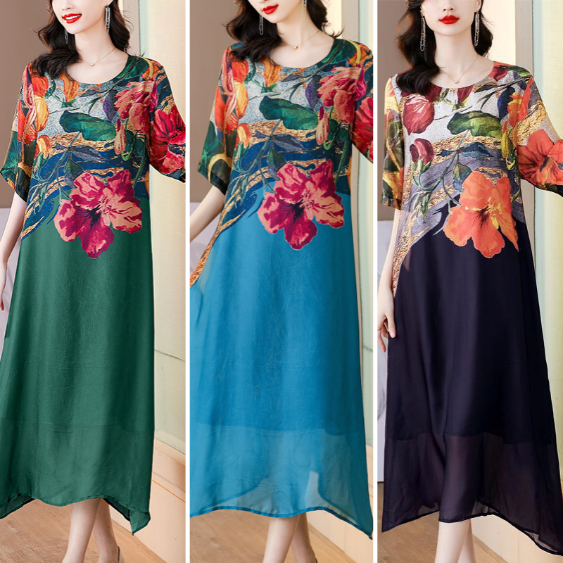 💃Novo 2025💕Vestido feminino elegante e arejado com flores em tamanhos grandes