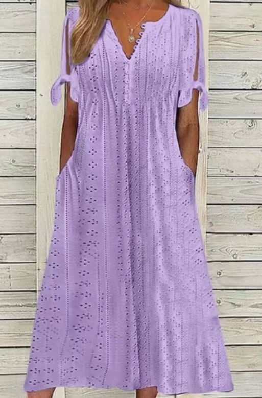 Vestido elegante com decote em V para mulher