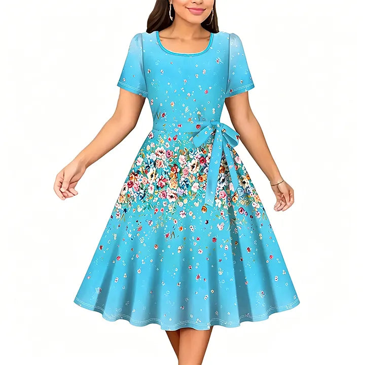 😍✨Vestido feminino evasé com estampado floral🌺👗