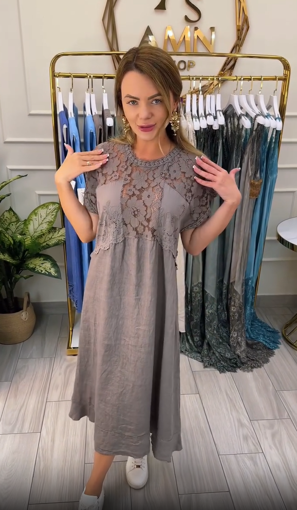 Novo vestido elegante de renda para senhoras