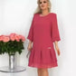 🌷Vestido de menina rosa com folhos em cor sólida
