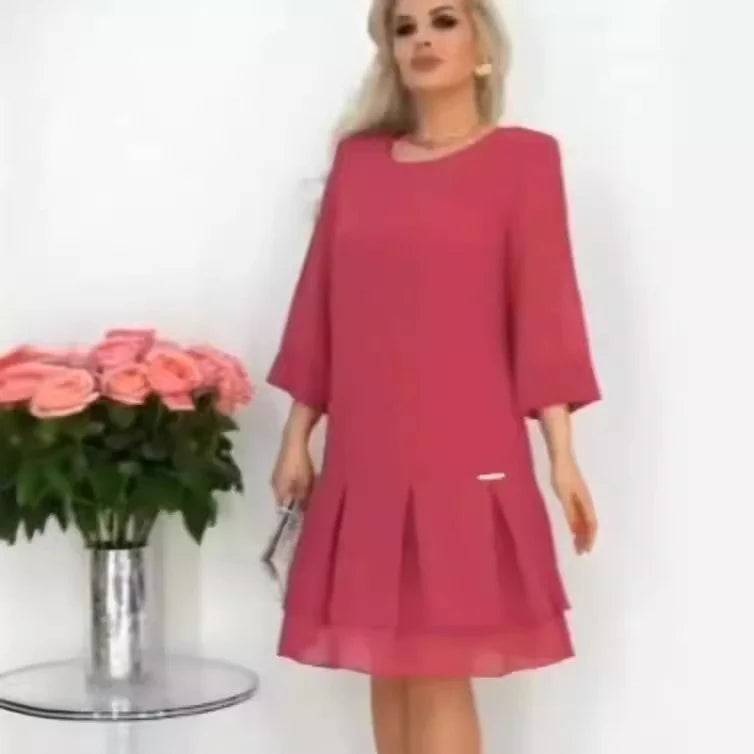🌷Vestido de menina rosa com folhos em cor sólida