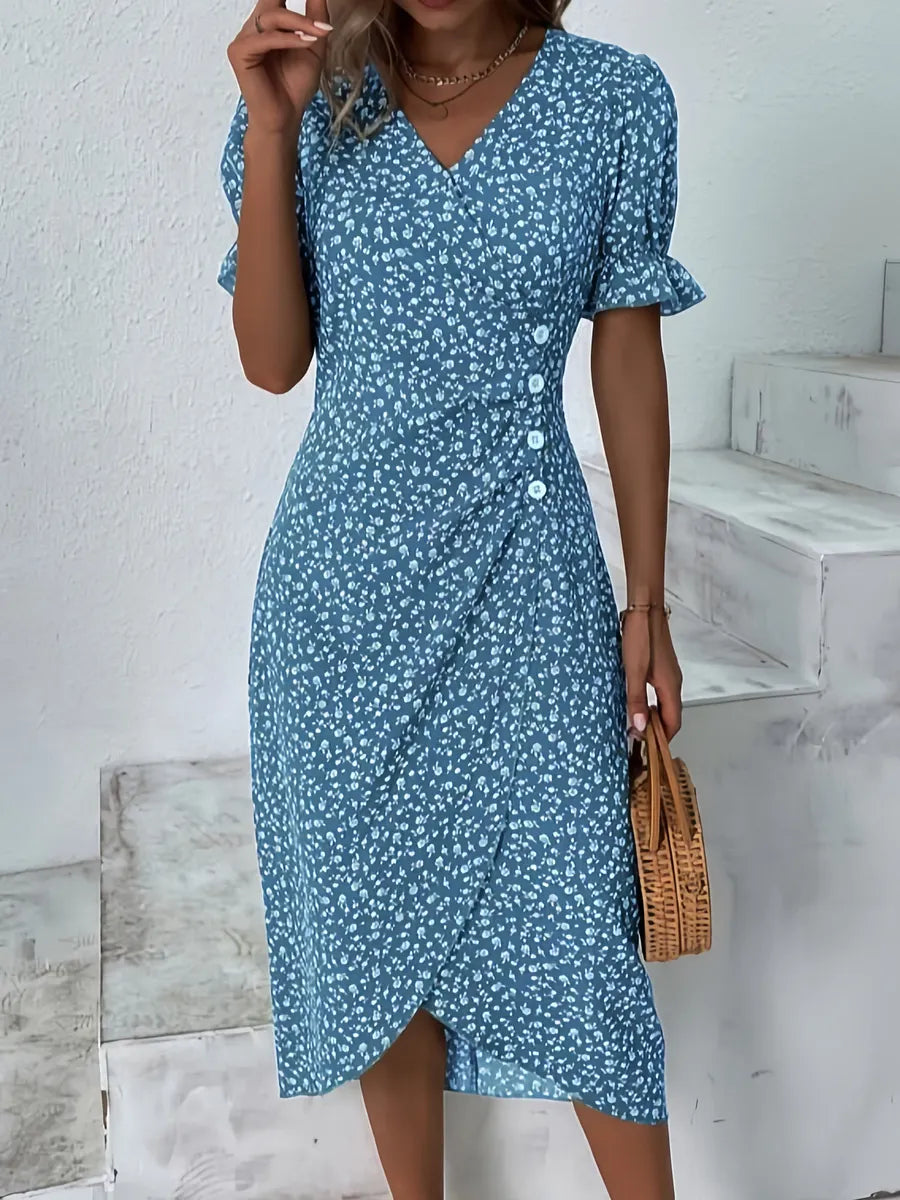🌷🍃 Vestido Floral com Decote em V