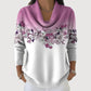 Camisola de mulher com decote drapeado e estampado floral