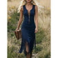 ✨ Vestido vintage justo e sem mangas em estilo Western — Bainha com franjas, fecho frontal, estilo cowgirl.