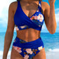 Conjunto de biquíni de cintura alta para mulher com estampado floral