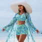 Fato de banho estampado de 3 peças - Moda praia elegante e sexy