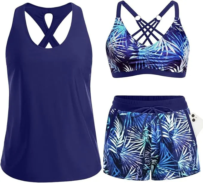 ⏰ Tankini de 3 peças com calções 🔥