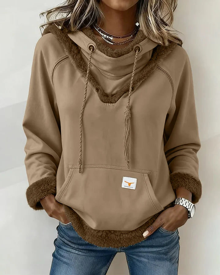 Blusa de moletão de manga comprida com recortes e bolsos