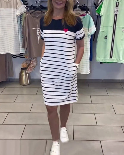 Vestido Listrado Coração