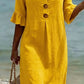 Vestido de senhora em algodão e linho, modelo 2026