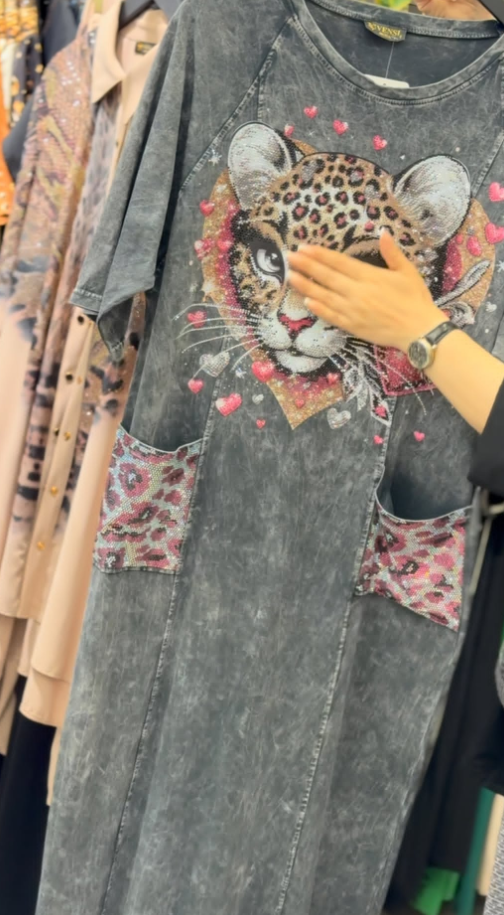 Vestido de menina retro solto e confortável com estampa de verão