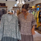 Vestido de verão retro com gola redonda