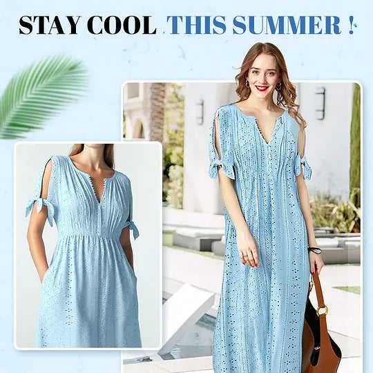⏰💃 Vestido Elegante de Cor Sólida para Mulher com Decote em V e Recortes
