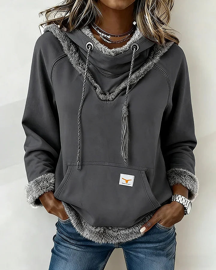 Blusa de moletão de manga comprida com recortes e bolsos