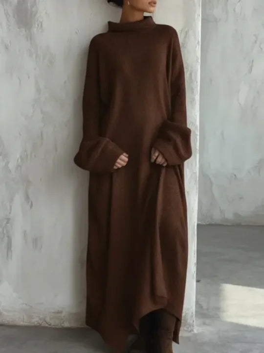 Vestido comprido de malha largo e confortável para mulher