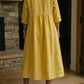 Vestido solto e casual com patchwork, renda, linho e algodão.