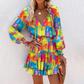 ⏳Por tempo limitado, 50% de desconto⏰Vestido curto para mulher com decote em V, manga comprida e bainha com folhos👗