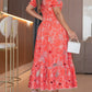 Vestido elegante com bordado floral vazado