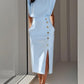 Vestido midi de cor sólida 2025