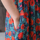 Vestido casual de mulher em algodão com estampado floral retro