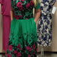 🔥Vestido midi de senhora estampado de manga curta e gola redonda