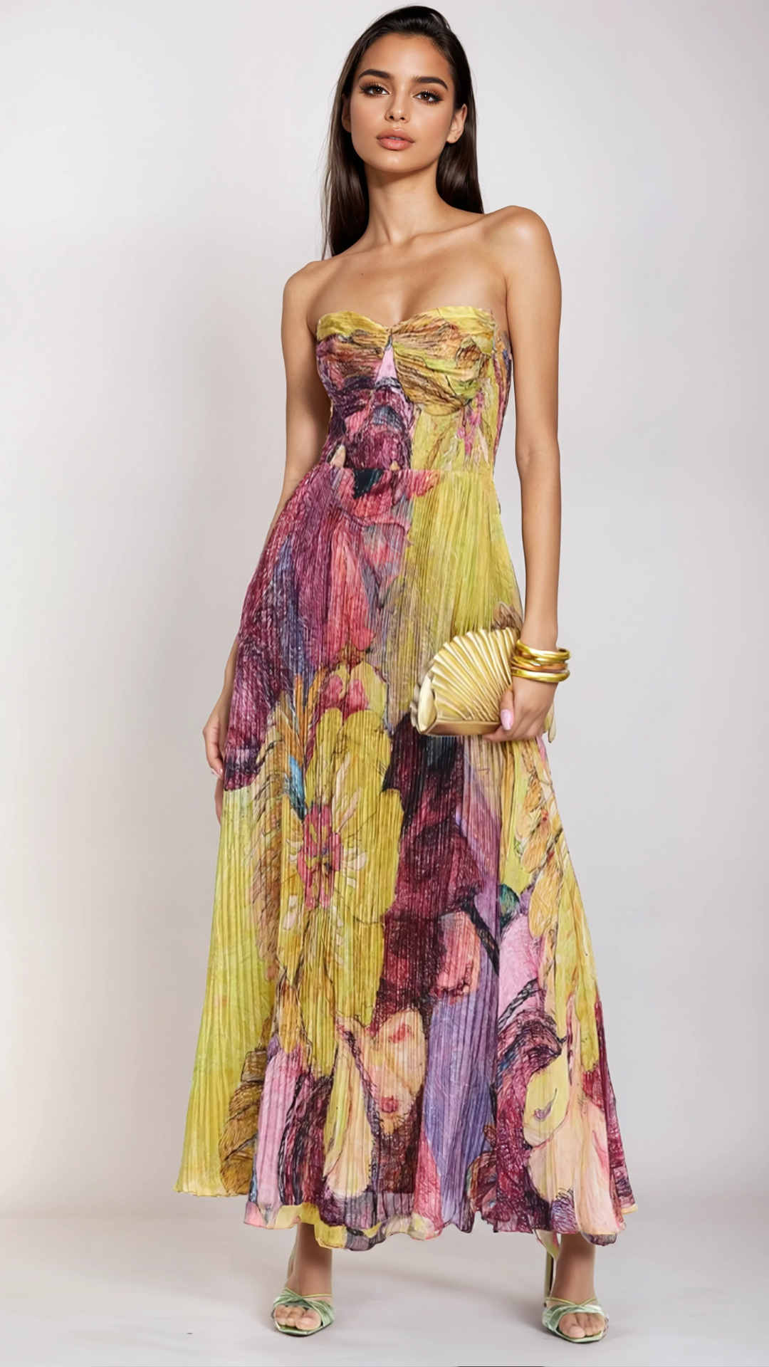 Vestido estampado de verão para menina com top tubinho