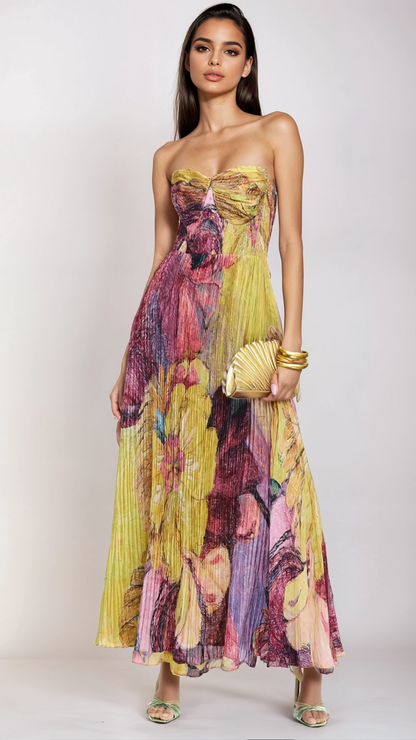 Vestido estampado de verão para menina com top tubinho