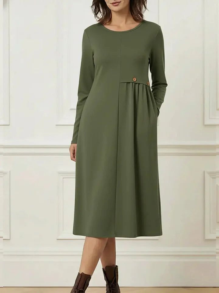 Vestido de mulher confortável de algodão com mangas compridas
