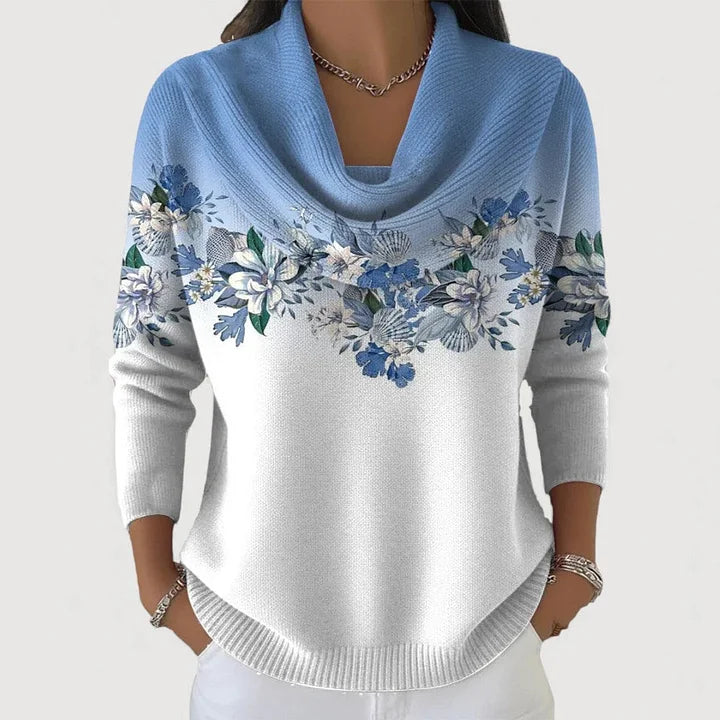 Camisola de mulher com decote drapeado e estampado floral