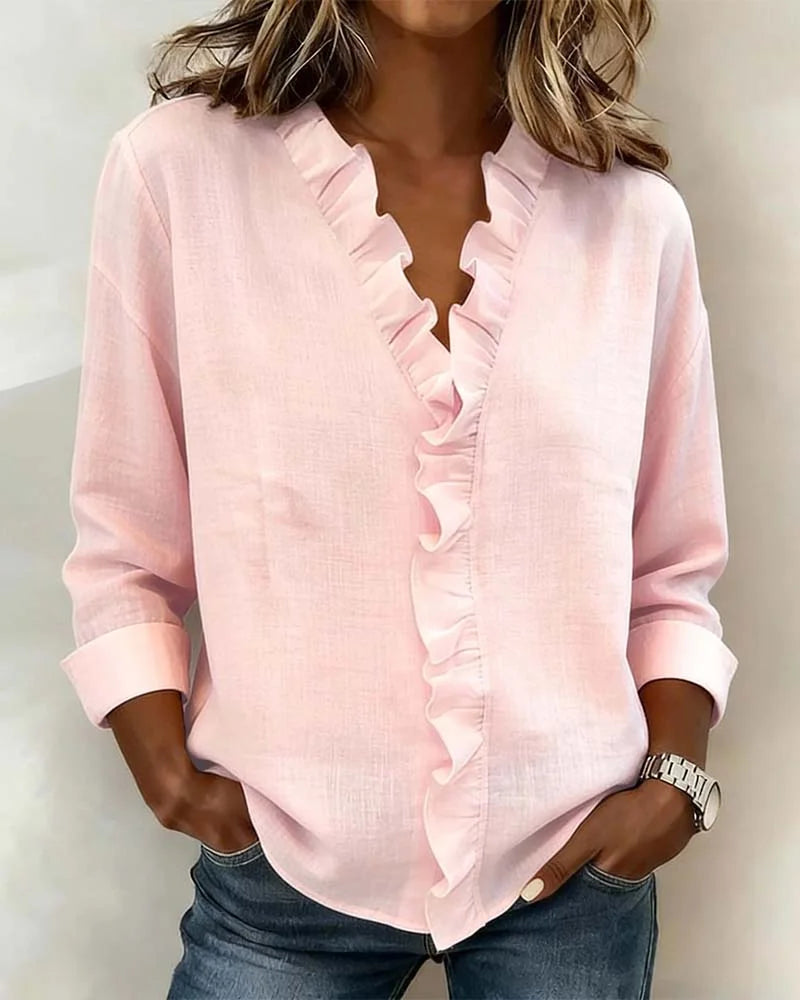 Camisola de mulher elegante de algodão com mangas compridas