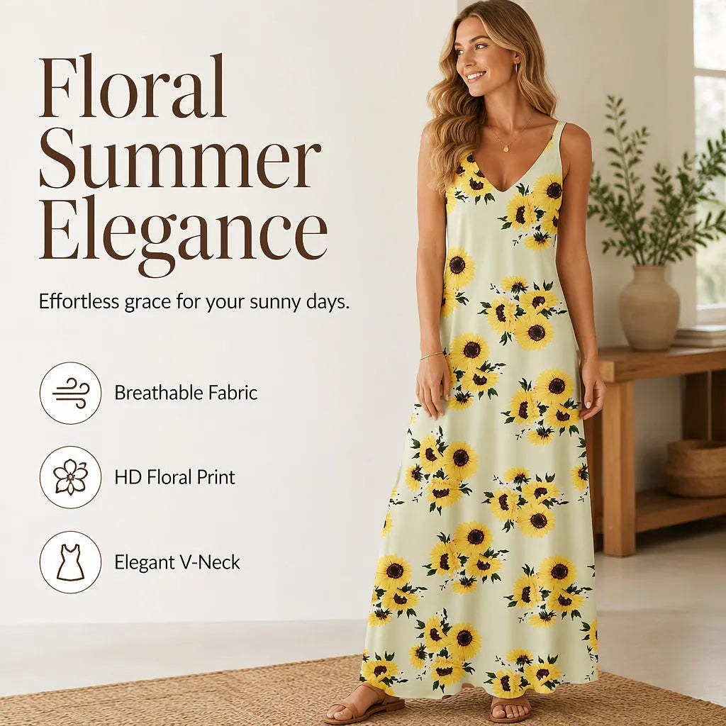 Vestido comprido para menina com estampado floral e alças
