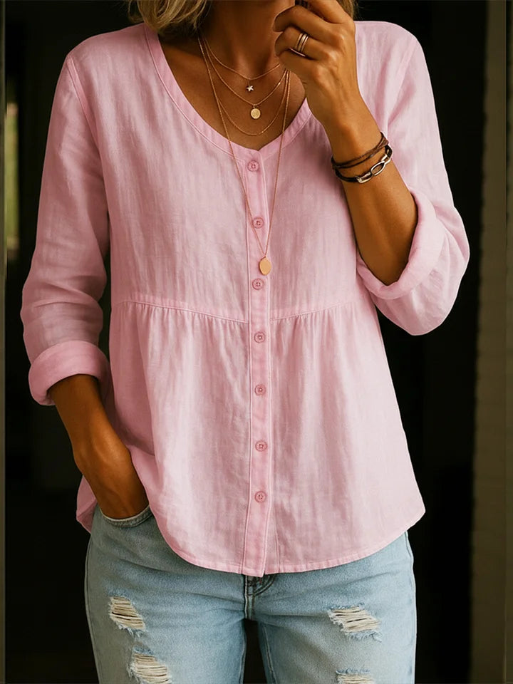Camisa de senhora em linho e algodão