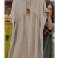 Vestido de mulher em algodão e linho com bolso solto