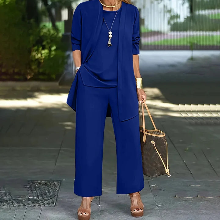 🧥Um elegante conjunto feminino de três peças com um corte descontraído🍂