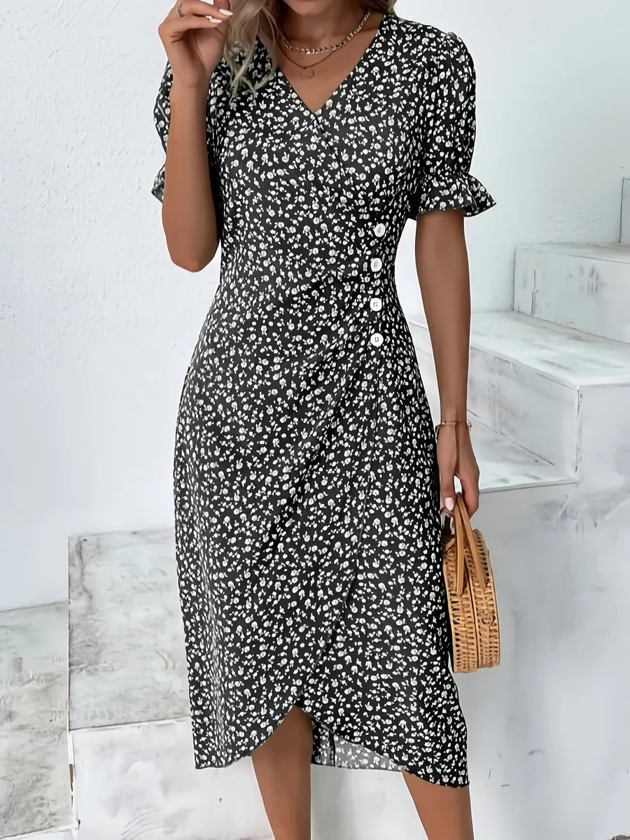 🌷🍃 Vestido Floral com Decote em V