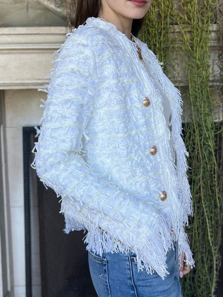 Casaco Cardigan Elegante com Borlas para Mulher